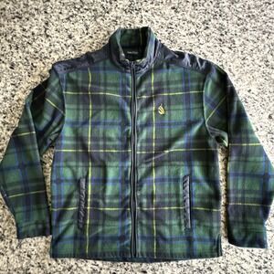 Nautica Men's Nautex Plaid Full-Zip Fleece Jacket Green‎ Size Small #156